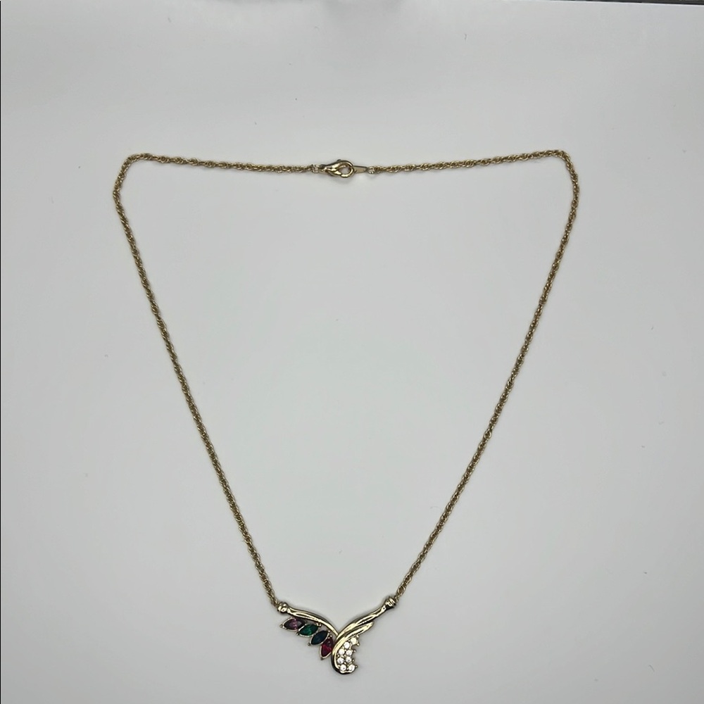 Avon Gold and‎ Red Butterfly Necklace